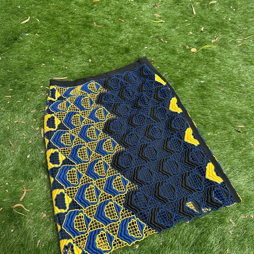 Derek Lam Blue and Yellow Geometric Skirt